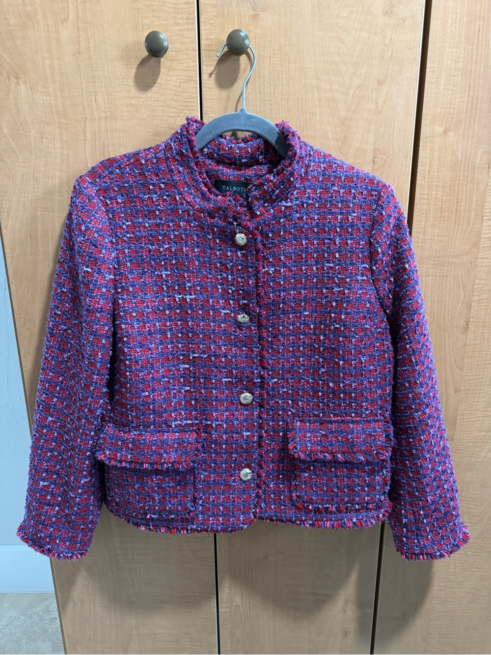 Talbots women’s Purple & Pink Tweed Cropped Blazer